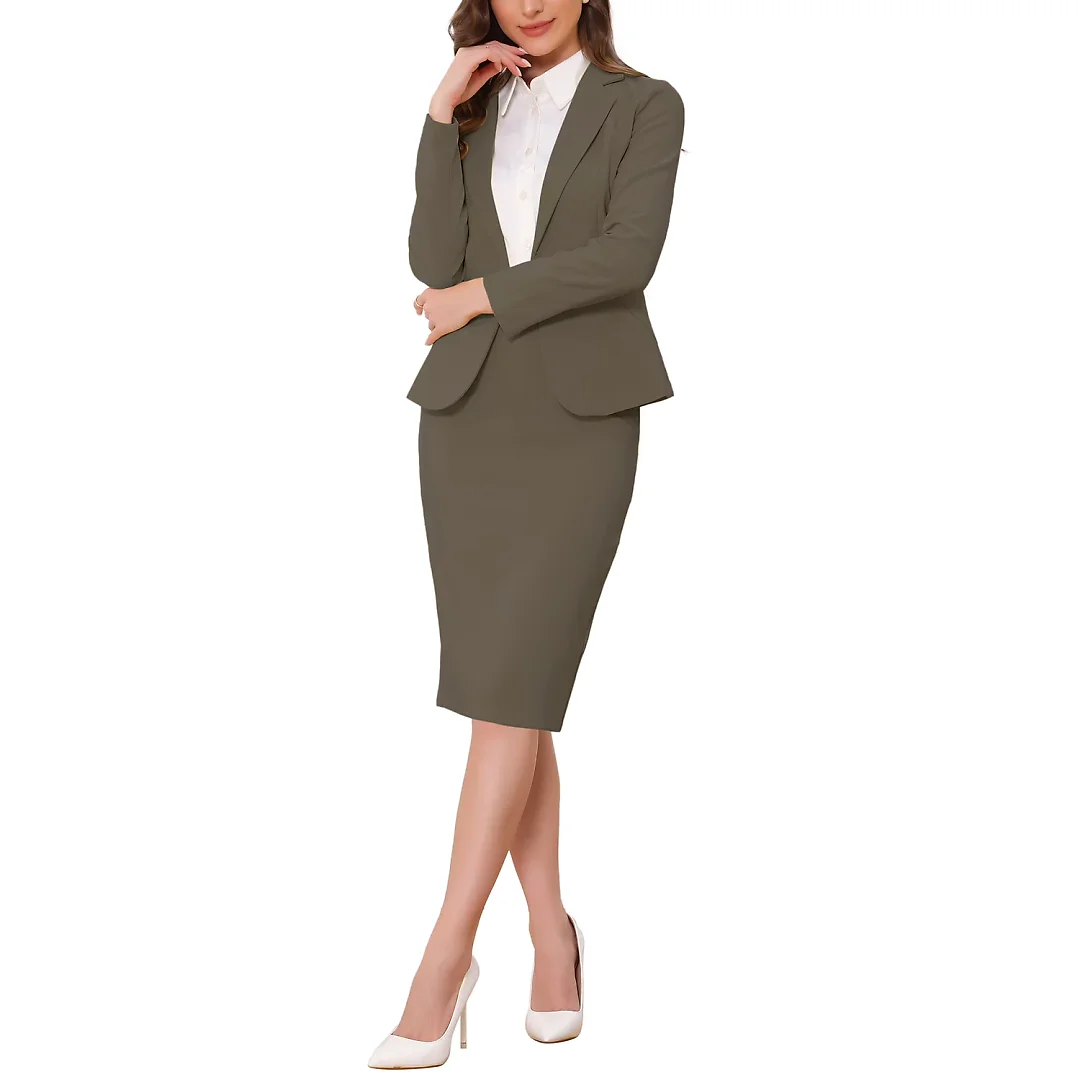 Kirablend Camille Notched-Lapel Blazer & Pencil Skirt Suit