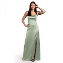 Kirablend Celeste Stretch Satin Basque-Waist Maxi Sheath Dress