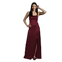 Kirablend Celeste Stretch Satin Basque-Waist Maxi Sheath Dress