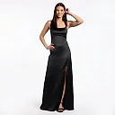 Kirablend Celeste Stretch Satin Basque-Waist Maxi Sheath Dress