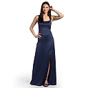 Kirablend Celeste Stretch Satin Basque-Waist Maxi Sheath Dress