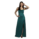 Kirablend Celeste Stretch Satin Basque-Waist Maxi Sheath Dress
