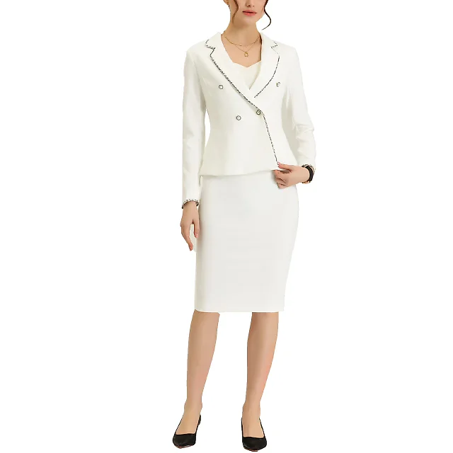 Kirablend Colette Tweed-Trim Blazer & Knee-Length Skirt Set