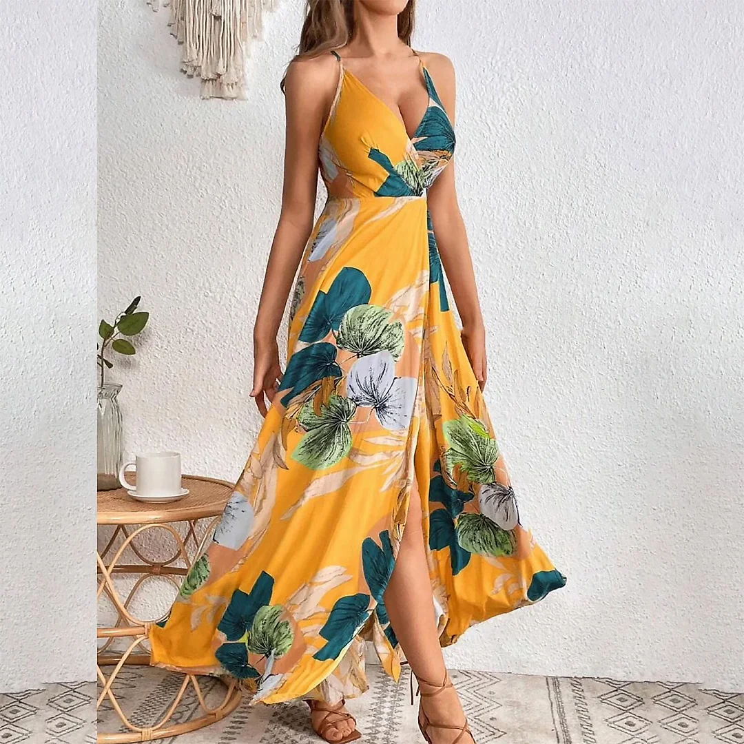 Kirablend Freya Floral Wrap V-Neck Belted Maxi Dress