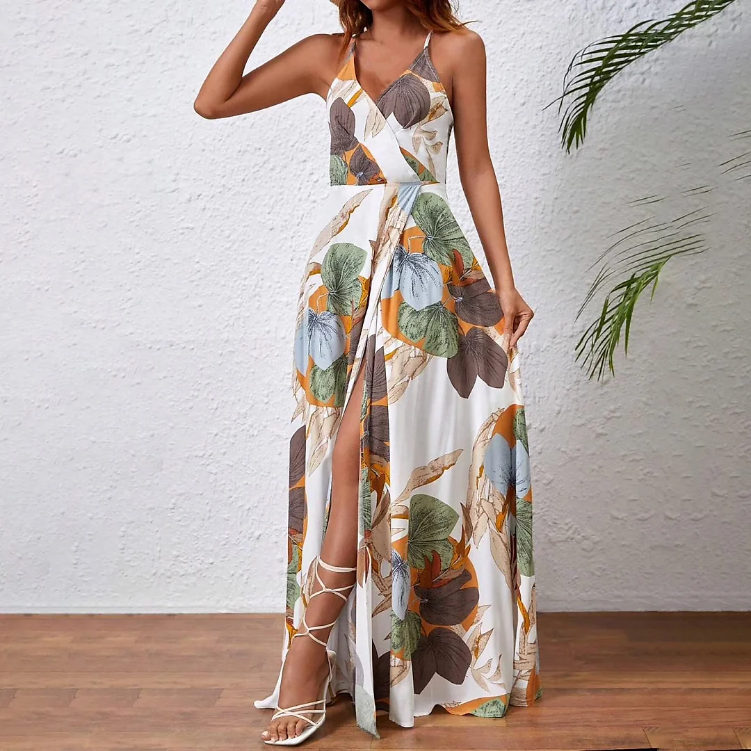 Kirablend Freya Floral Wrap V-Neck Belted Maxi Dress