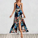 Kirablend Freya Floral Wrap V-Neck Belted Maxi Dress
