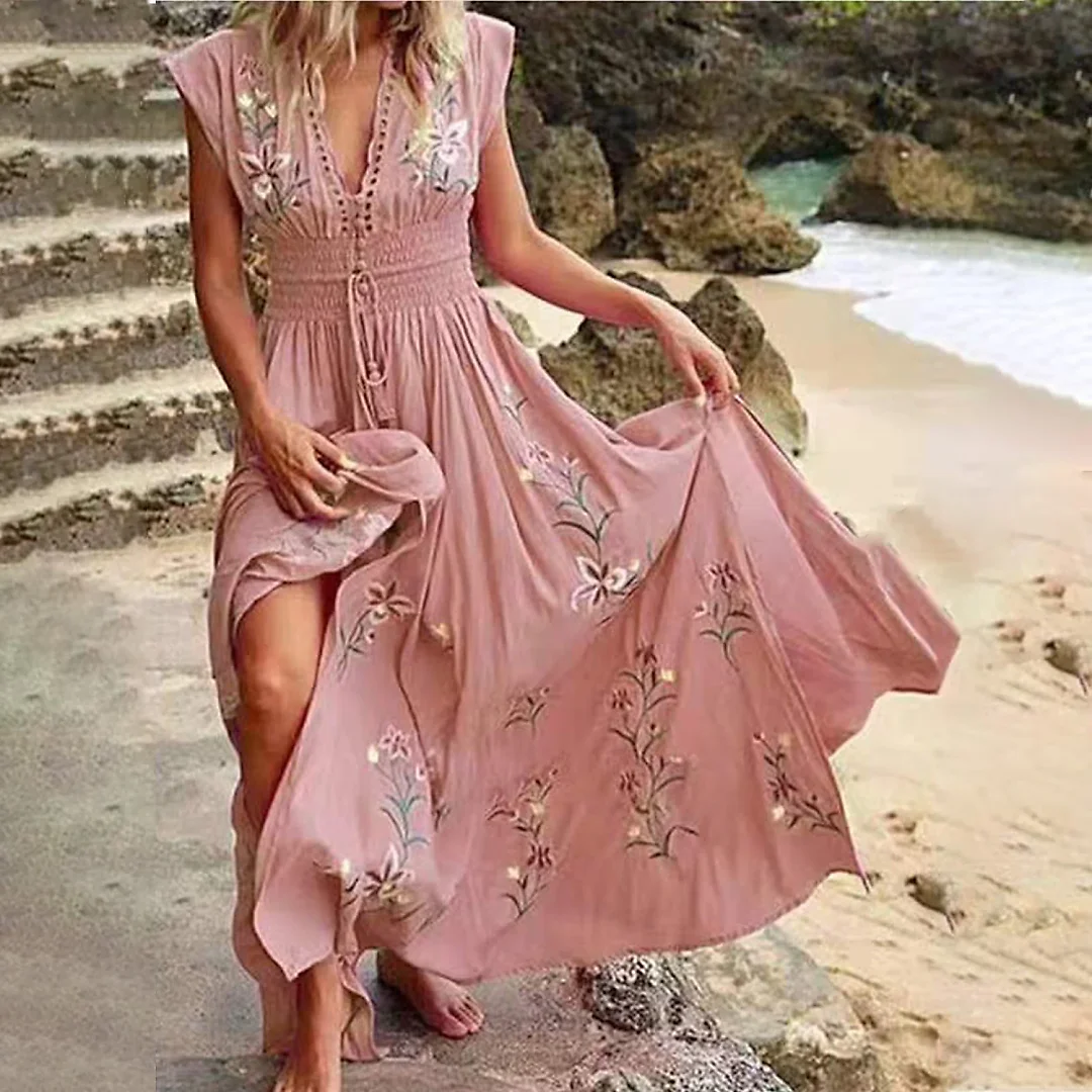 Kirablend Freya Floral Wrap V-Neck Belted Maxi Dress
