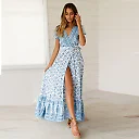 Kirablend Freya Floral Wrap V-Neck Belted Maxi Dress