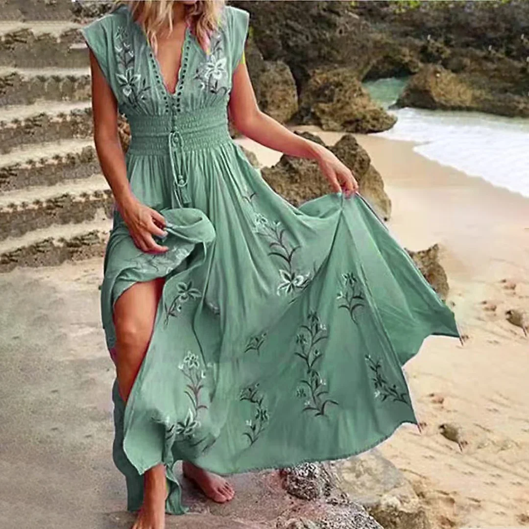Kirablend Freya Floral Wrap V-Neck Belted Maxi Dress