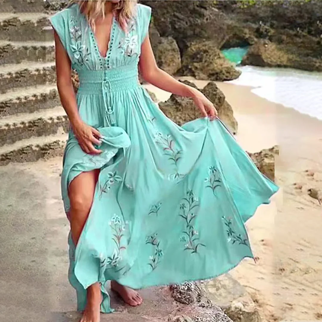 Kirablend Freya Floral Wrap V-Neck Belted Maxi Dress