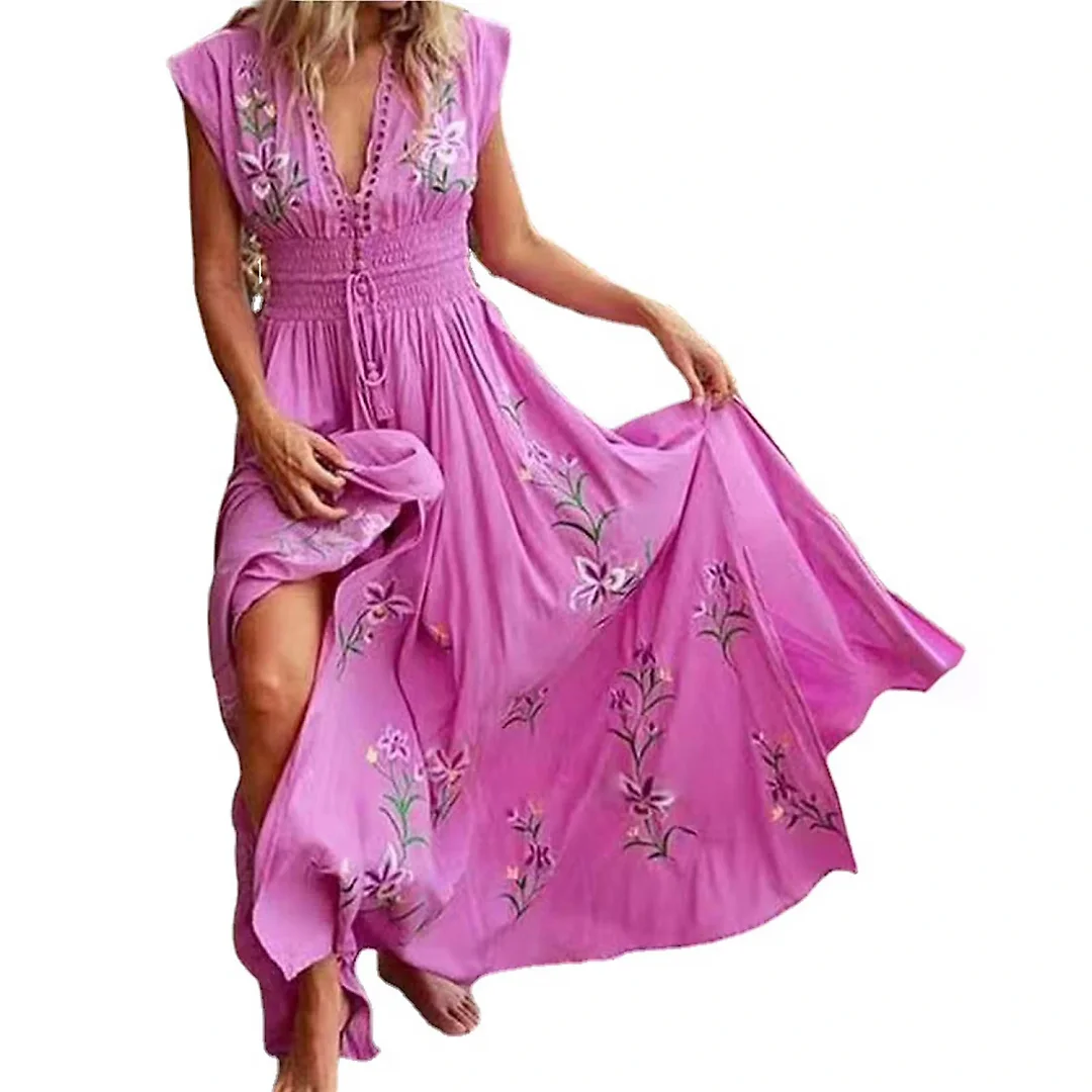 Kirablend Freya Floral Wrap V-Neck Belted Maxi Dress