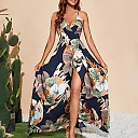 Kirablend Freya Floral Wrap V-Neck Belted Maxi Dress