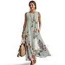Kirablend Hana Botanical Print Sleeveless Maxi Dress with Pockets