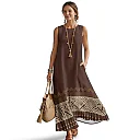 Kirablend Hana Botanical Print Sleeveless Maxi Dress with Pockets