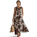 Kirablend Hana Botanical Print Sleeveless Maxi Dress with Pockets