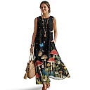 Kirablend Hana Botanical Print Sleeveless Maxi Dress with Pockets