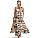 Kirablend Hana Botanical Print Sleeveless Maxi Dress with Pockets