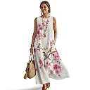 Kirablend Hana Botanical Print Sleeveless Maxi Dress with Pockets