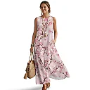 Kirablend Hana Botanical Print Sleeveless Maxi Dress with Pockets