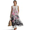 Kirablend Hana Botanical Print Sleeveless Maxi Dress with Pockets