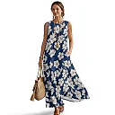 Kirablend Hana Botanical Print Sleeveless Maxi Dress with Pockets