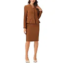 Kirablend Harlow Collarless Peplum Blazer & Pencil Skirt Set