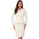 Kirablend Harlow Collarless Peplum Blazer & Pencil Skirt Set