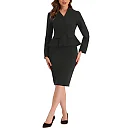 Kirablend Harlow Collarless Peplum Blazer & Pencil Skirt Set