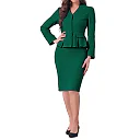 Kirablend Harlow Collarless Peplum Blazer & Pencil Skirt Set