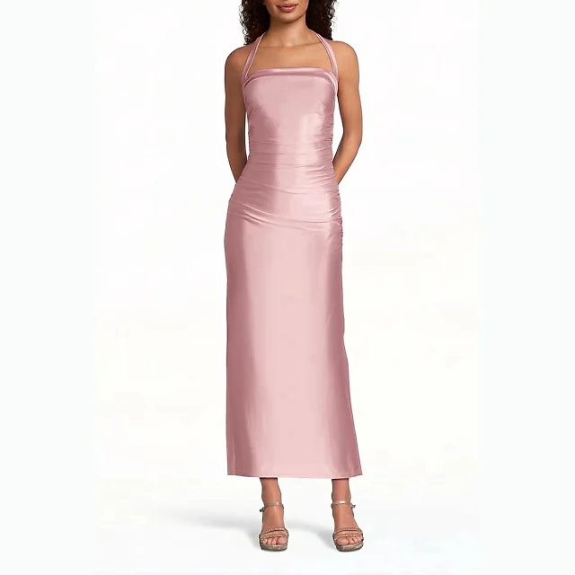 Kirablend Ivy Sculpting Satin Halter Mini Sheath Dress