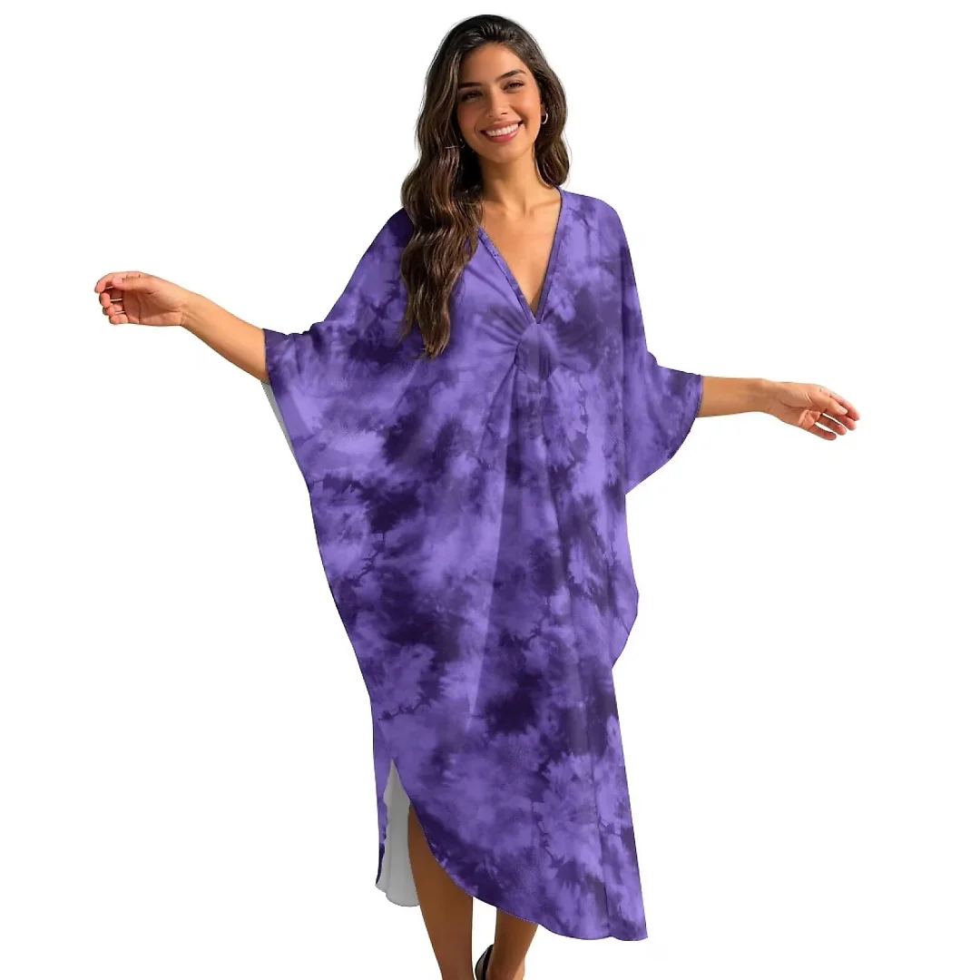 Kirablend Kai Printed Batwing Kaftan Beach Cover-Up Dress
