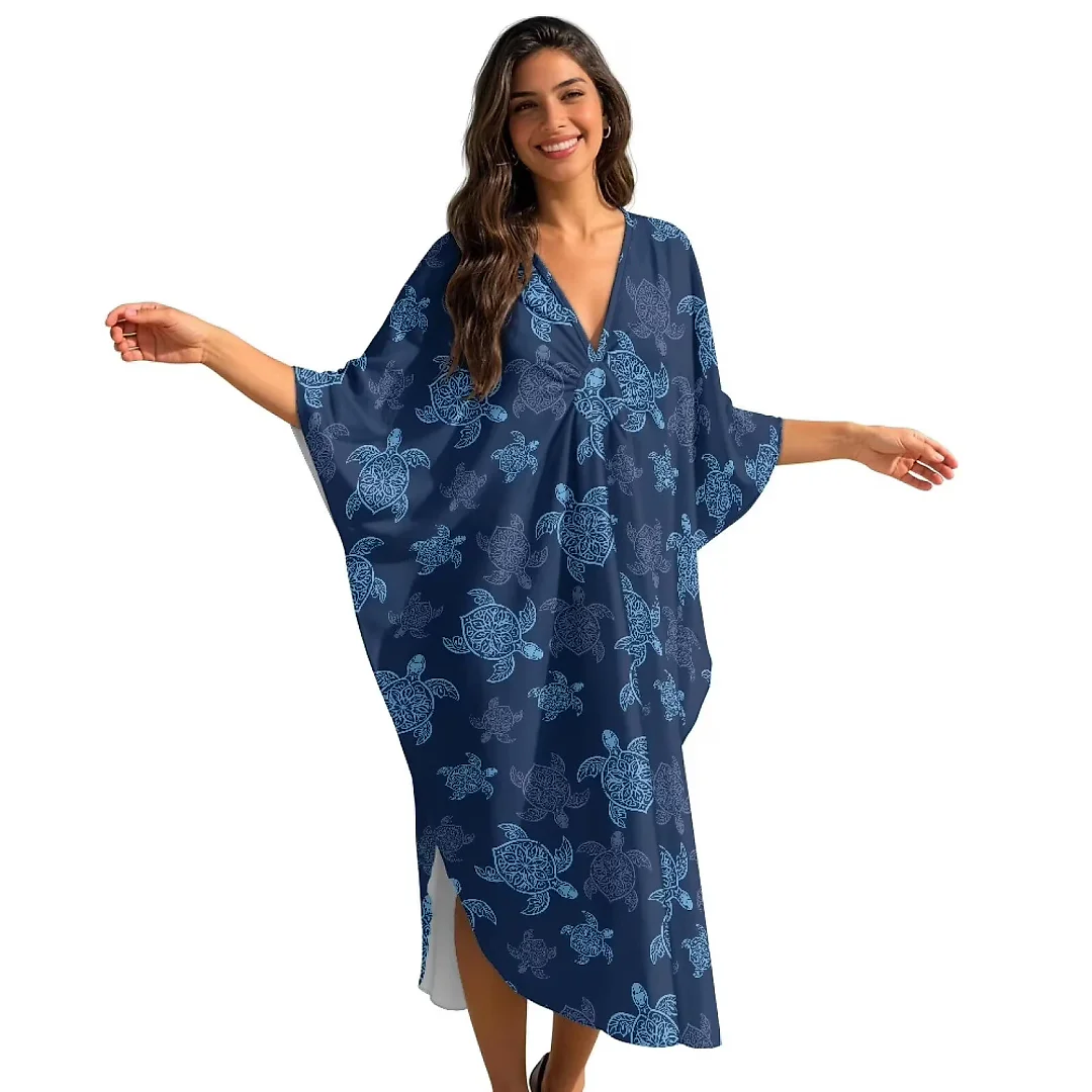 Kirablend Kai Printed Batwing Kaftan Beach Cover-Up Dress