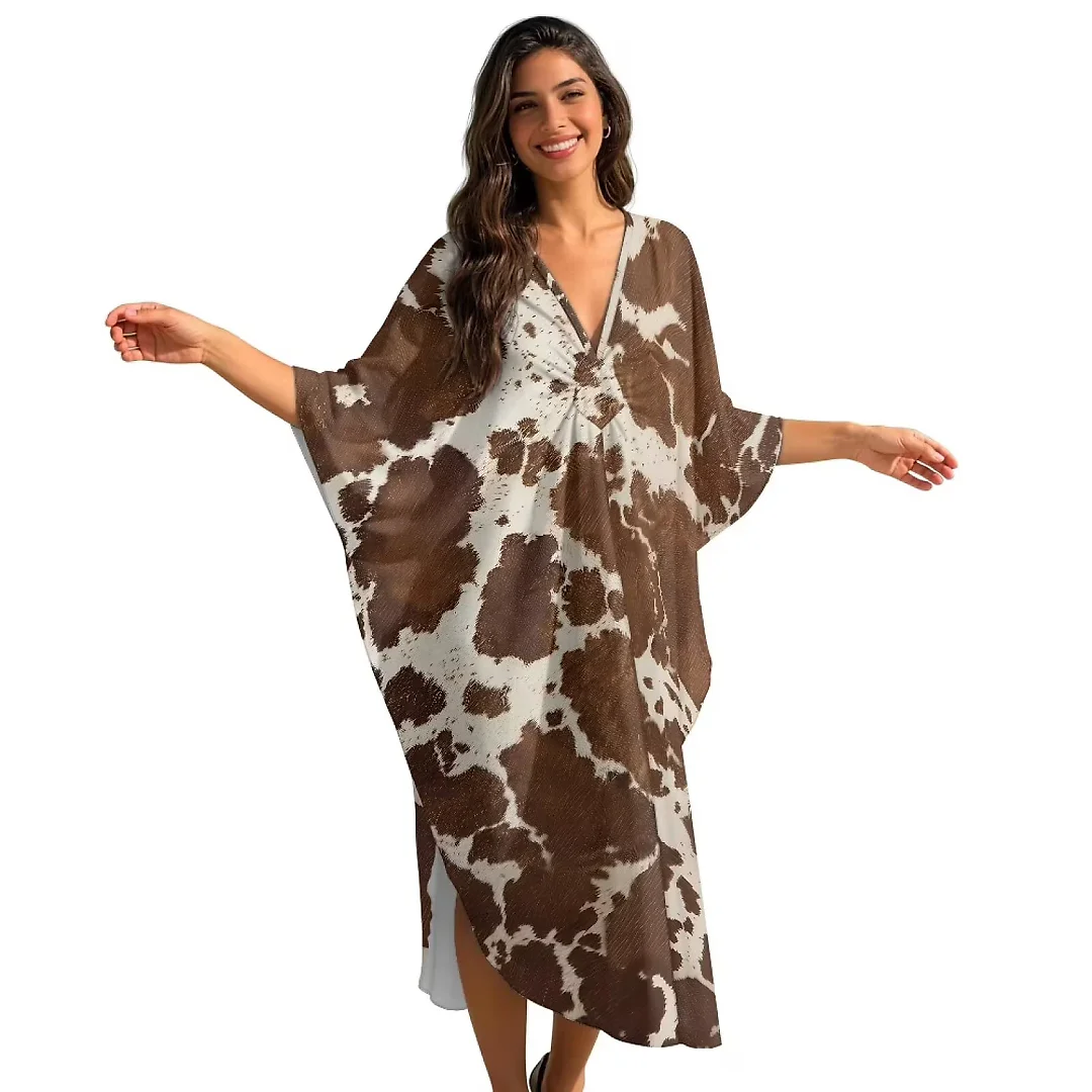 Kirablend Kai Printed Batwing Kaftan Beach Cover-Up Dress