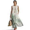 Kirablend Marisol Linen-Look Crewneck Tank Maxi Dress