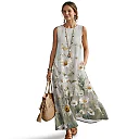 Kirablend Marisol Linen-Look Crewneck Tank Maxi Dress
