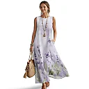 Kirablend Marisol Linen-Look Crewneck Tank Maxi Dress