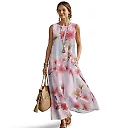 Kirablend Marisol Linen-Look Crewneck Tank Maxi Dress