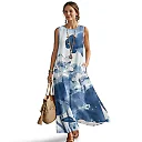 Kirablend Marisol Linen-Look Crewneck Tank Maxi Dress