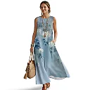 Kirablend Marisol Linen-Look Crewneck Tank Maxi Dress