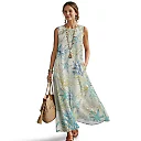 Kirablend Marisol Linen-Look Crewneck Tank Maxi Dress