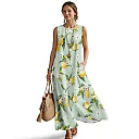 Kirablend Marisol Linen-Look Crewneck Tank Maxi Dress