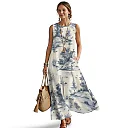 Kirablend Marisol Linen-Look Crewneck Tank Maxi Dress
