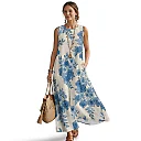Kirablend Marisol Linen-Look Crewneck Tank Maxi Dress