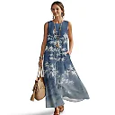 Kirablend Marisol Linen-Look Crewneck Tank Maxi Dress