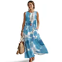 Kirablend Marisol Linen-Look Crewneck Tank Maxi Dress