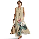 Kirablend Marisol Linen-Look Crewneck Tank Maxi Dress