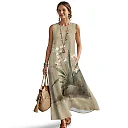 Kirablend Marisol Linen-Look Crewneck Tank Maxi Dress