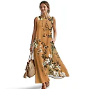 Kirablend Mira Printed Sleeveless A-Line Maxi Sundress with Pockets
