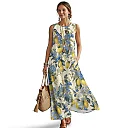 Kirablend Mira Printed Sleeveless A-Line Maxi Sundress with Pockets