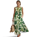 Kirablend Mira Printed Sleeveless A-Line Maxi Sundress with Pockets